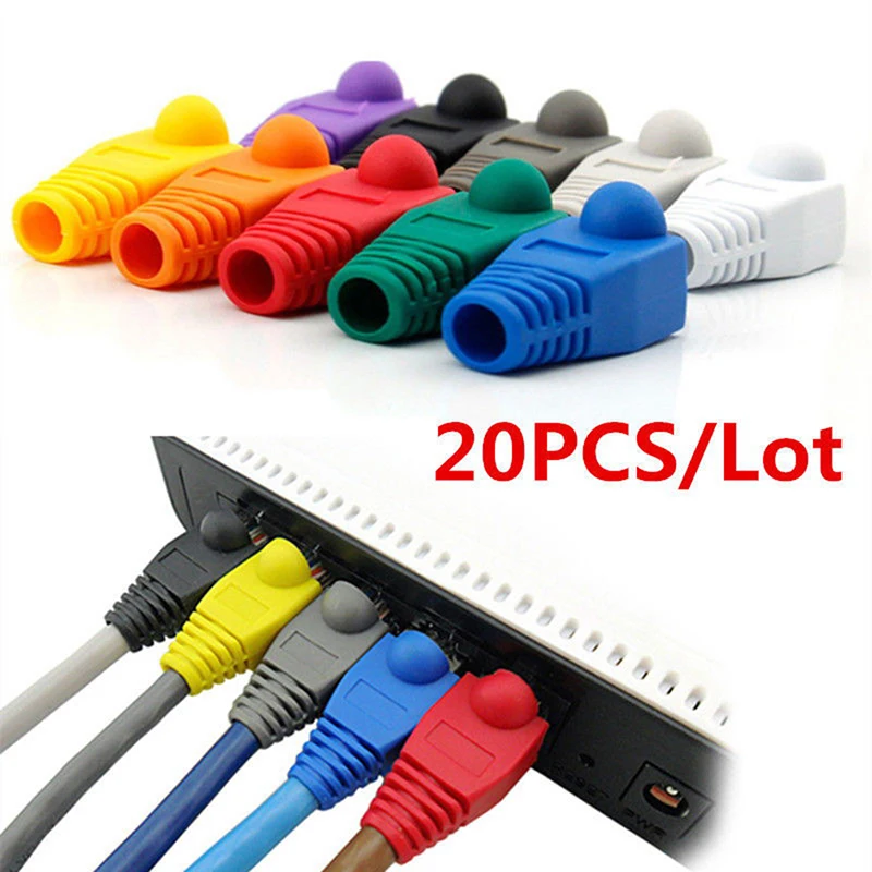 Новый сетевой Кабельный соединитель RJ45 8P8C 20 шт. крышка адаптера/ботинок для CAT 5/5e/6