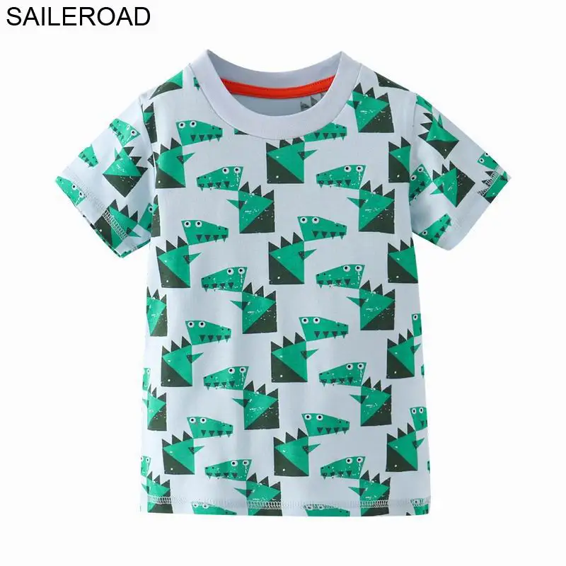 

SAILEROAD 6Years Animal Print Baby Kids Boys T Shirt New Summer Children Tops Tees Shirts Cotton Boy's O Neck Clothing