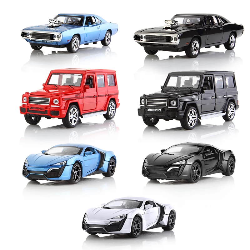 Мини авто 1:32 Dodge/Benz AMG/Lykan Hypersport оттягивающая литая под давлением модель