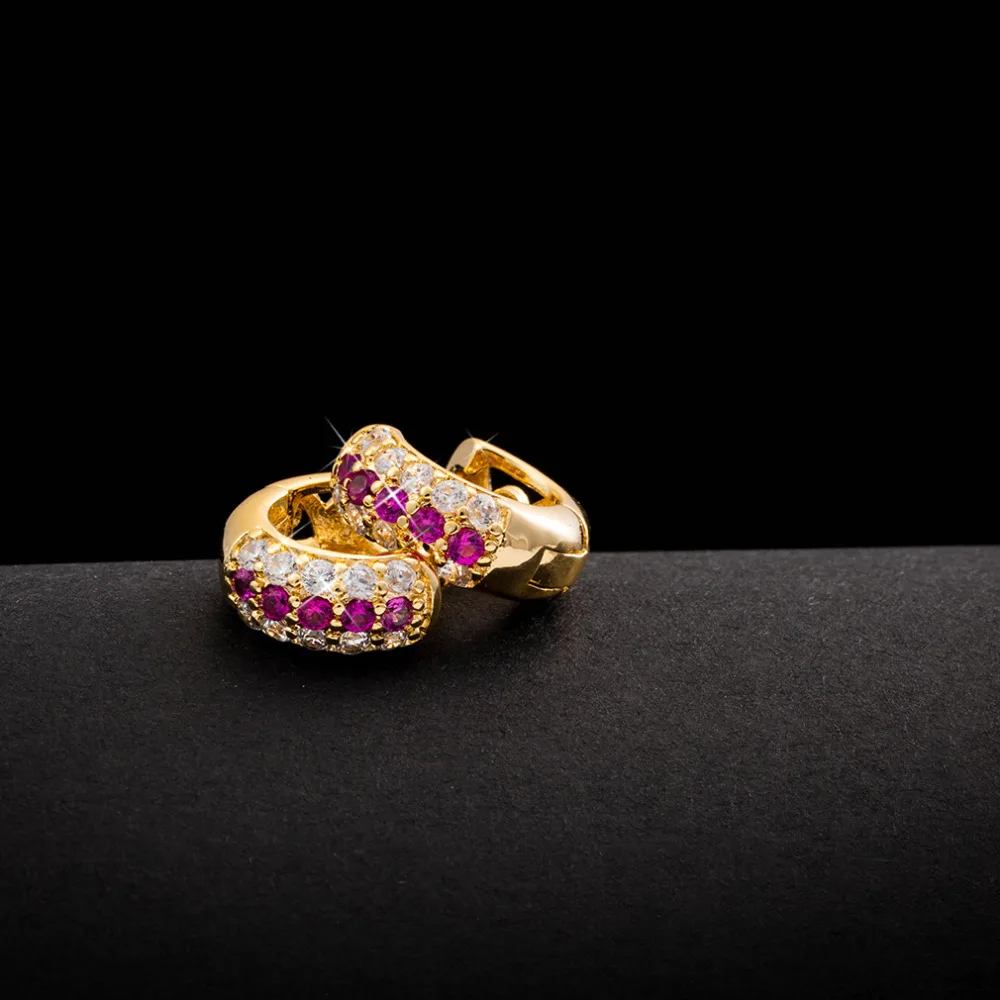 Серьги-кольца для женщин, модные ювелирные изделия для ушей, трендовые вечерние серьги с разноцветными кристаллами золотого цвета