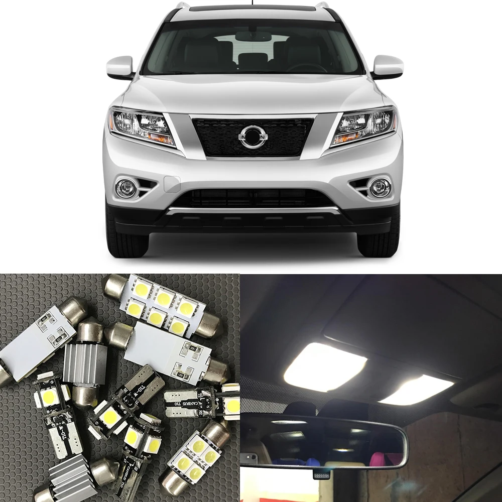 Us 10 68 11 Off 12pcs Auto Car Led Light Bulbs Interior Kit For 2013 2014 2015 Nissan Pathfinder 12v White Map Dome Trunk License Plate Light In