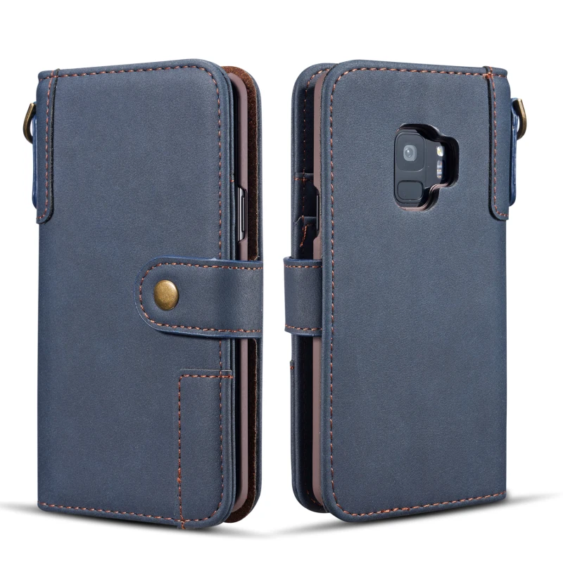 Кожаный чехол-книжка с бумажником для samsung Galaxy S10 S9 S8 Plus S6 S7 Edge Note 8 Note 9 Note 10 Plus Магнитный чехол с ремешком на руку