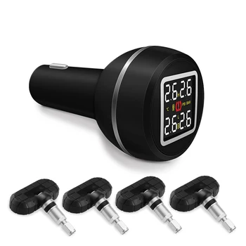 

D580C-NF+ TPMS Car Tire Pressure Alarm Monitor System 4 Internal Built-in Sensor Temperature Alarm Cigarette Lighter