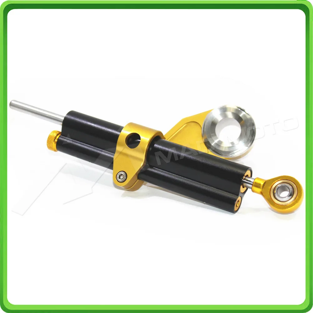 For Kawasaki Ninja ZX-6R ZX6R 636cc 2013 2014 2015 2016 2017 Steering Damper Stabilizer & Bracket Mount Kit Black&Gold color (2)