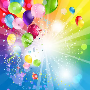 

Colorful Balloon Coloured Ribbon Happy Birthday backdrop Vinyl cloth High quality Computer printed wall Photography Backgrounds