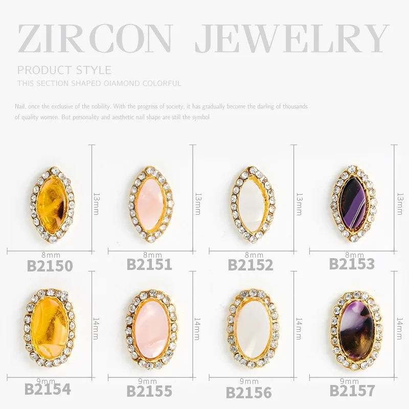 

100pcs new amber stone nail decoration nail Rhonestone horse eye denim diamond nail jewelry alloy Stone jewelry,