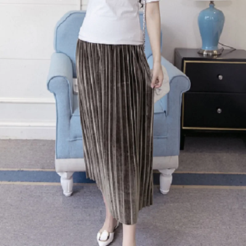 

Spring Autumn Pleated Abnominal Lift Skirt for Pregnant Women in Maternity in Style 2019