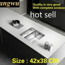 Горячая стандартная труба Мода Кухня ручная раковина одинарная мойка 304 пищевой нержавеющей стали Мини 420x380 мм