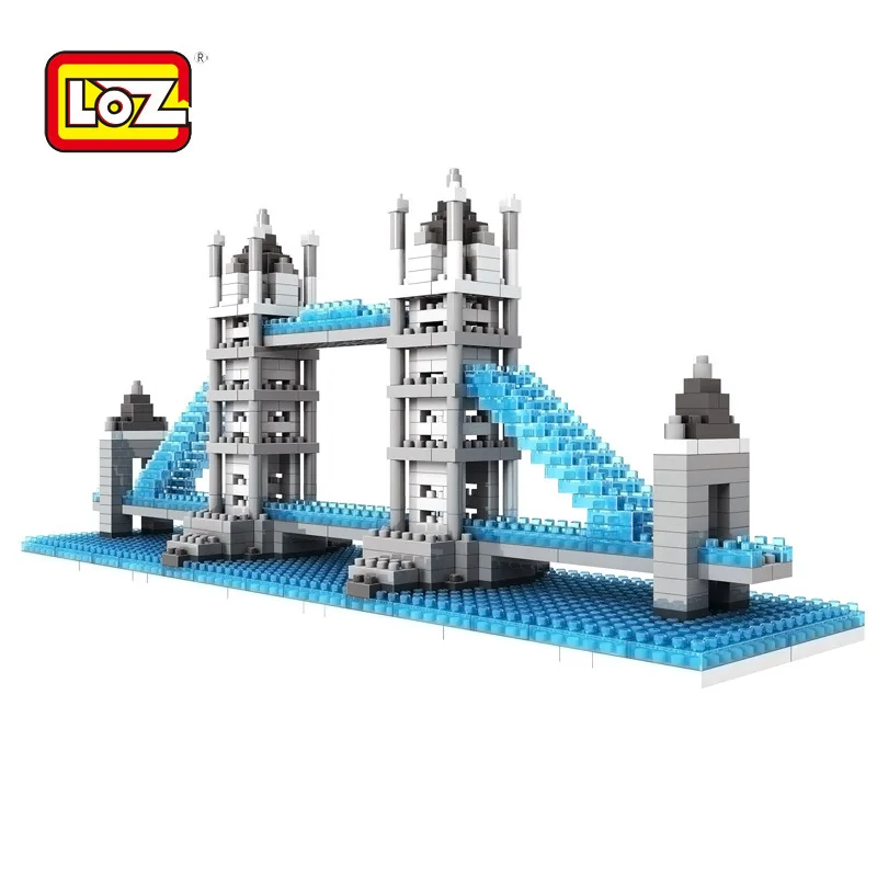 Loz World famous Architecture nanoblock Tower Bridge London UK city mini diamond building block model bricks educational toys world famous architecture brandenburg gate berlin germany mini diamond building block loz nanoblock assemblage diy toys for kid