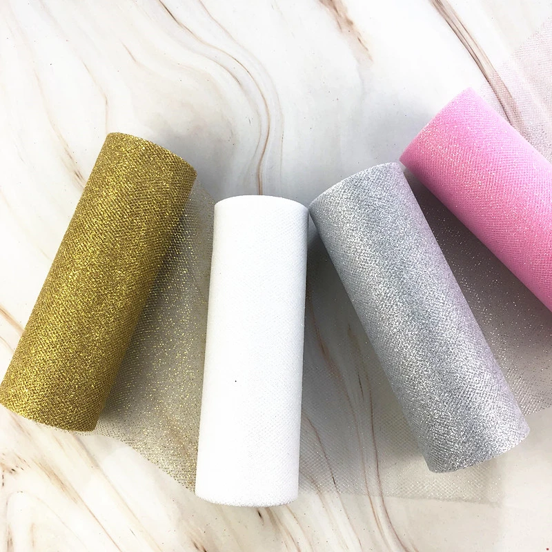 9.2m 15cm Glitter Tulle Rolls Sparkly Glitter Sequin Tulle Mesh Baby Shower Tutu Skirt Organza Table Runner Party Wedding Decor