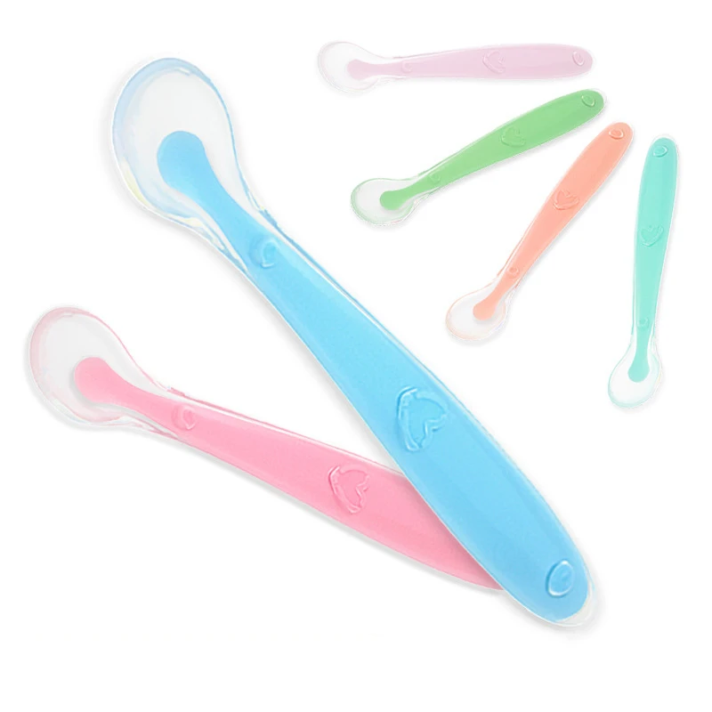 

Baby Spoons for Dishes Learning Feeding Tableware for Children Flatware Cutlery Spoon Silicone Tools for Soup Ladle Utensils