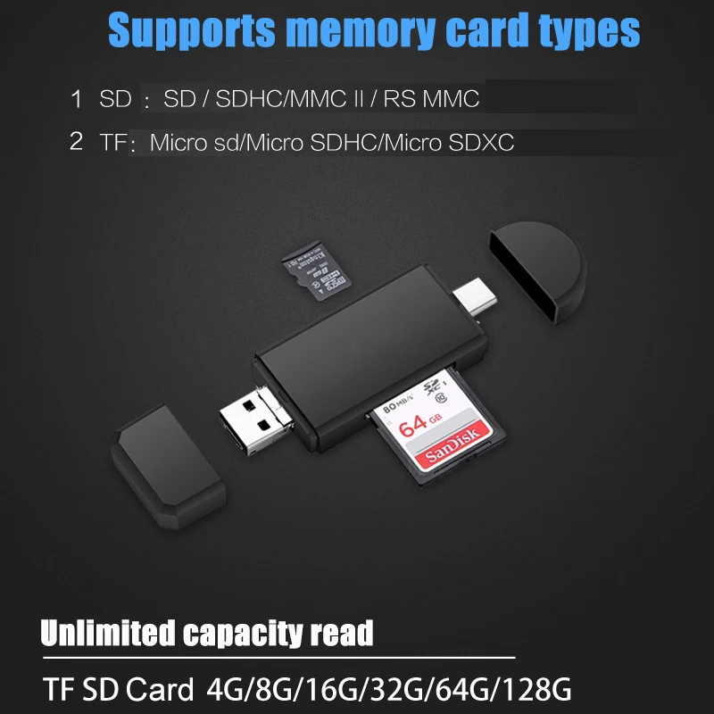 Универсальный Micro-SD TF OTG кардридер 3 в 1 Micro-usb type-C usb 2,0 High Speed кардридер для Android телефон компьютер