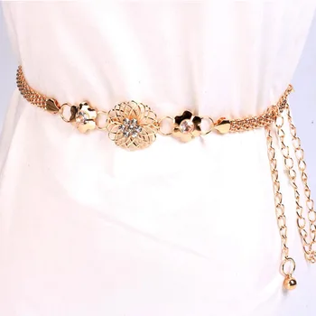 

Hot Selling New Fashion Women Gold metal Waist Chain Waistband Belts Luxury body chain Women lady Statement Fashion Jewelry