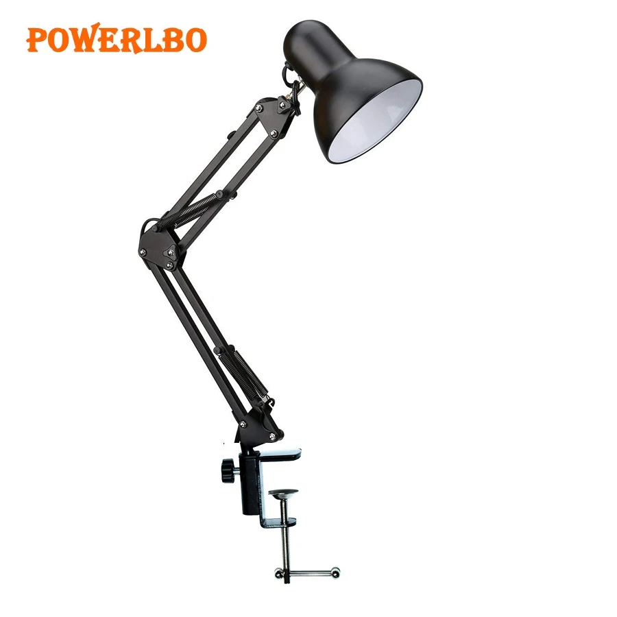 

Powerlbo metal clip desk lamp with Swing Arm metal clip clamp table lamp for student reading office bedroom