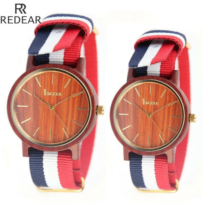 

Elegant Handmade Wood Watches  Design Made From Maple With Nato Strap Blue/white/red