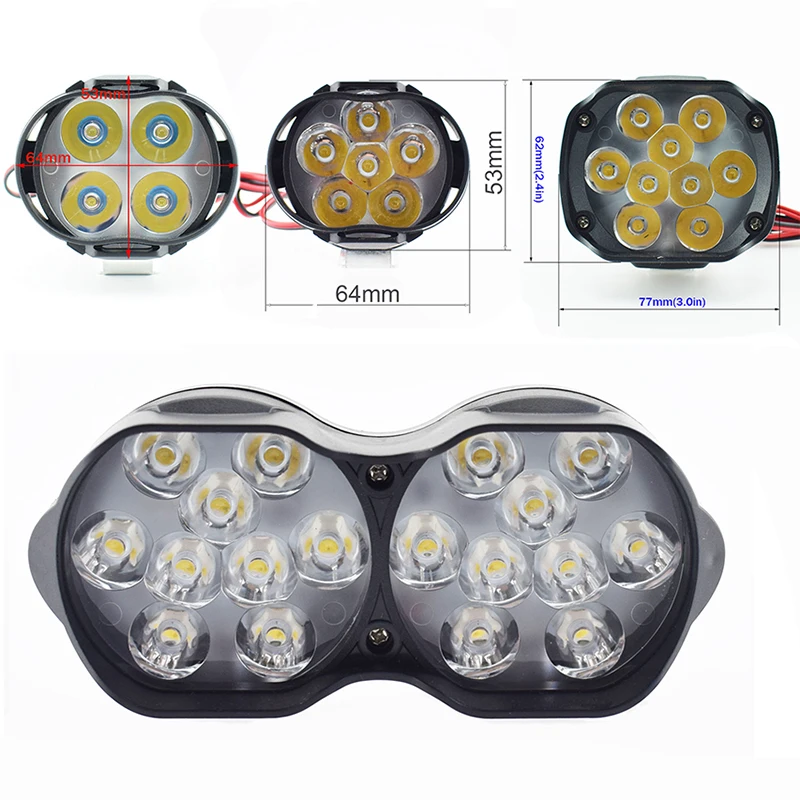 Светодиодный фонарь для мотоцикла rcycle, светодиодный, 12 В, 6500 К, супер яркий, противотуманный фонарь, мото rbike, точечный светильник, мото Вспомогательная рабочая лампа, прожектор, налобный фонарь