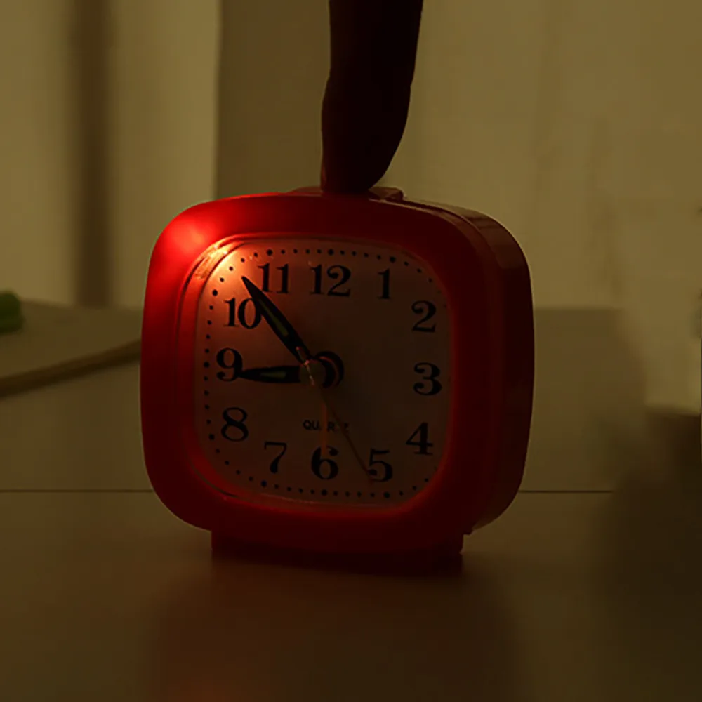 

Alarm Clock for heavy sleepers bedrooms 2019 Square Small Bed Compact Travel Quartz Beep Alarm Clock Cute Portable Modern