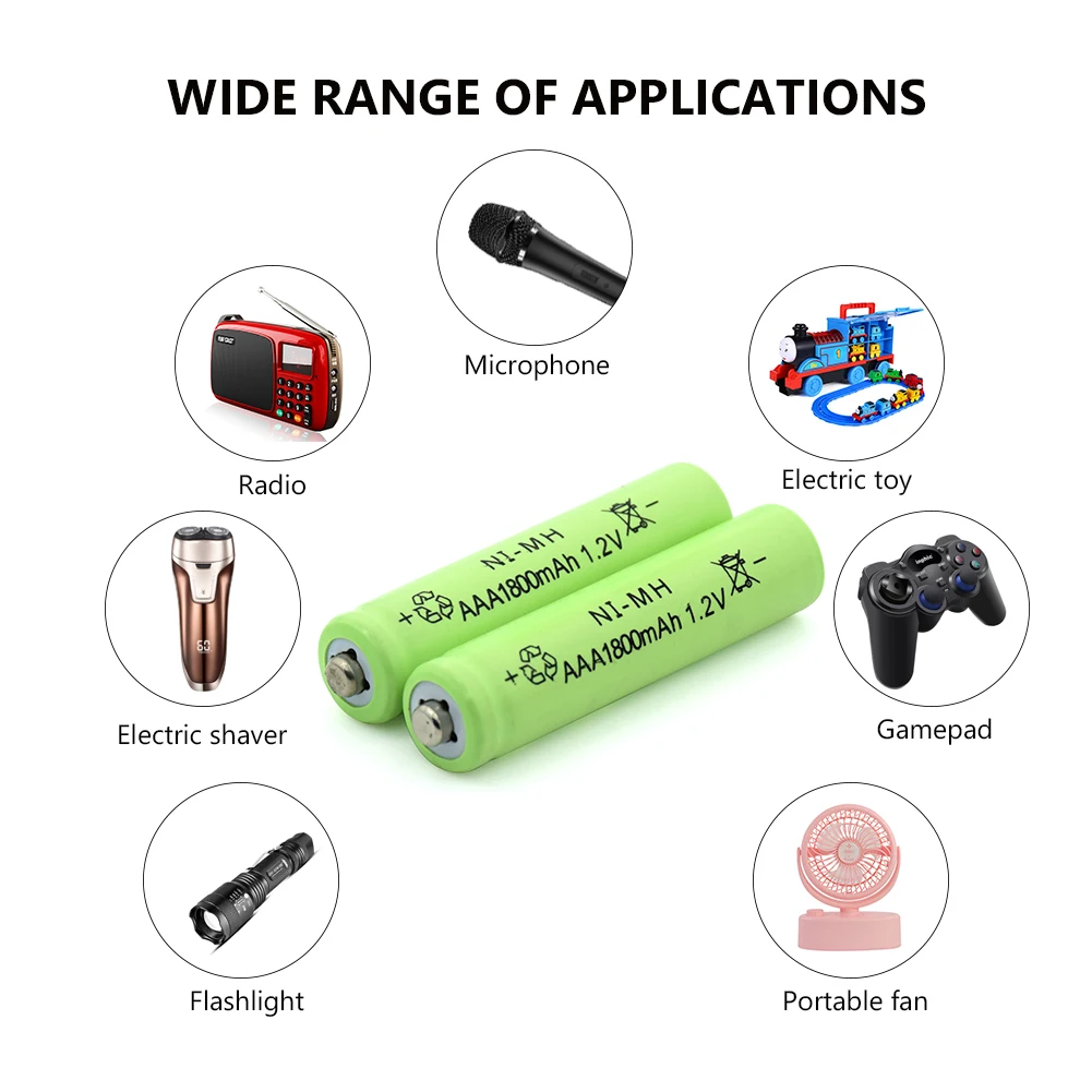 4 шт. перезаряжаемая Ni-mh AAA батарея 1,2 в 1800 мАч Ni mh aaa батареи для фонарика налобный фонарь игрушечный фонарик держатель батареи