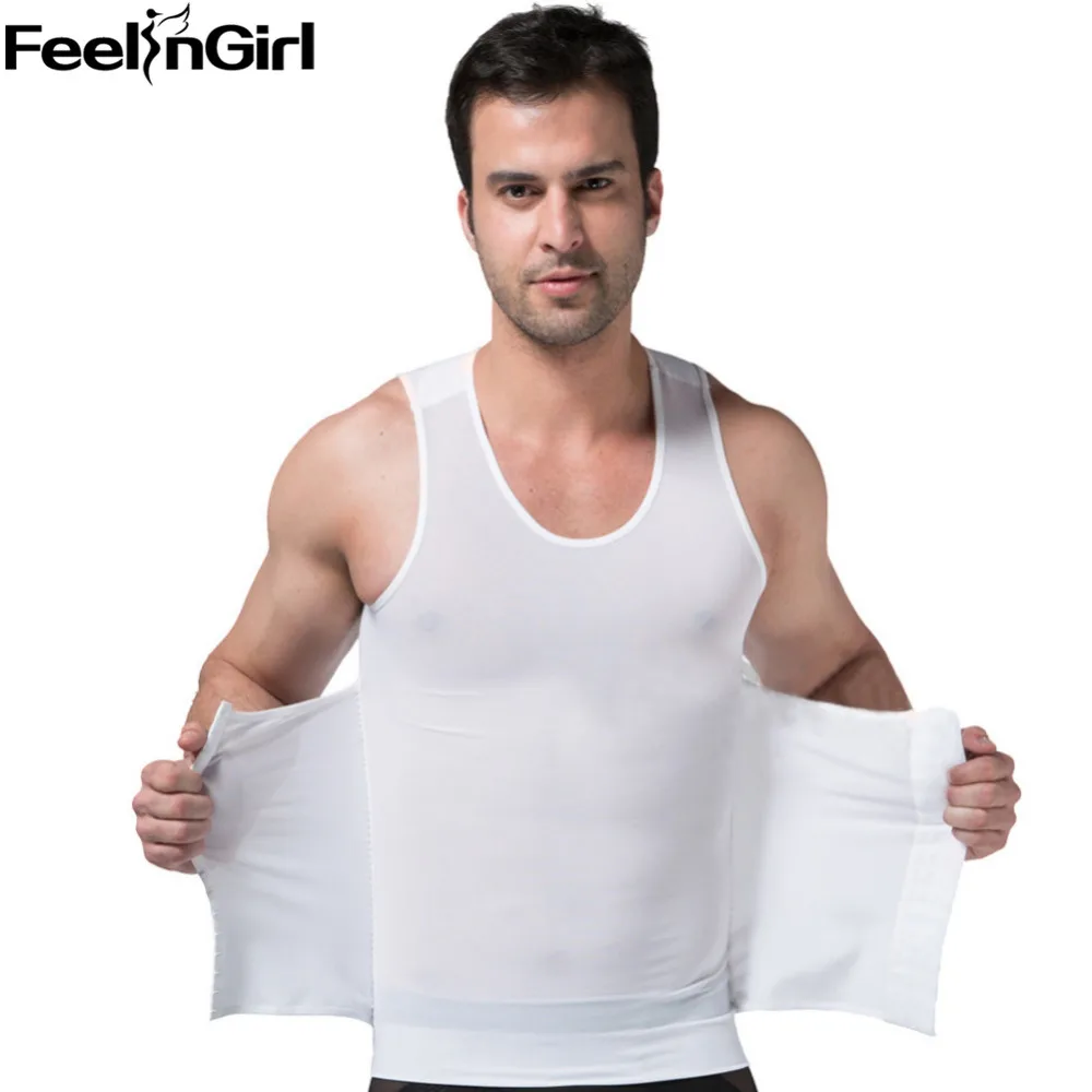 FeelinGirl Men slimming vest body shaper belt abdomen drawing slim