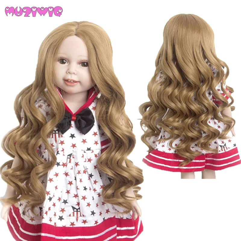MUZIWIG хаки и золото на выбор Большой Волнистый кудрявый кукольный парик волосы для 18 дюймов американская кукла домашние парики для кукол аксессуары - Цвет: 26