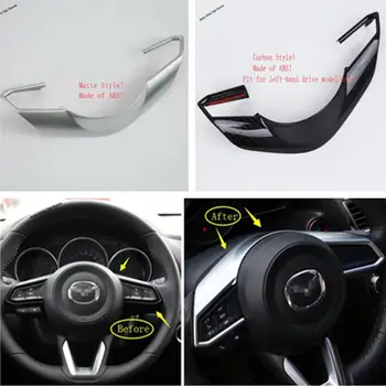 

Yimaautotrims Matte / Carbon Fiber Look Interior Fit For Mazda CX-9 CX9 2017 2018 2019 2020 Car Steering Wheel Cover Trim