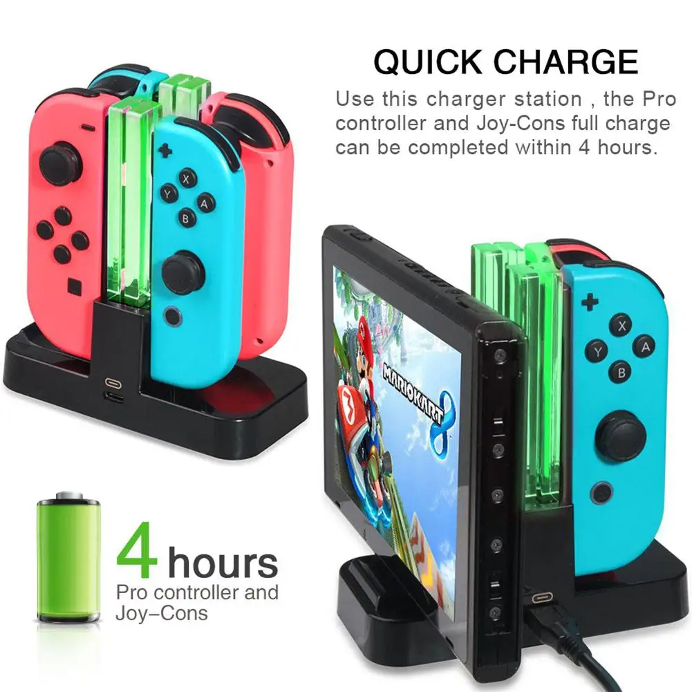 

DSstyles Joy-Con Charging Dock 4 in 1 USB Charging Dock Stand LED Indication for Nintend Switch Controller Charger Gamepad