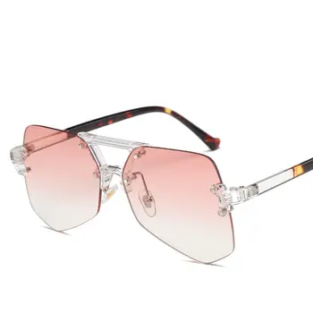

fashion oversized rimless sunglasses women 2019 trending products high quality yellow green unique oculos de sol feminino uv400