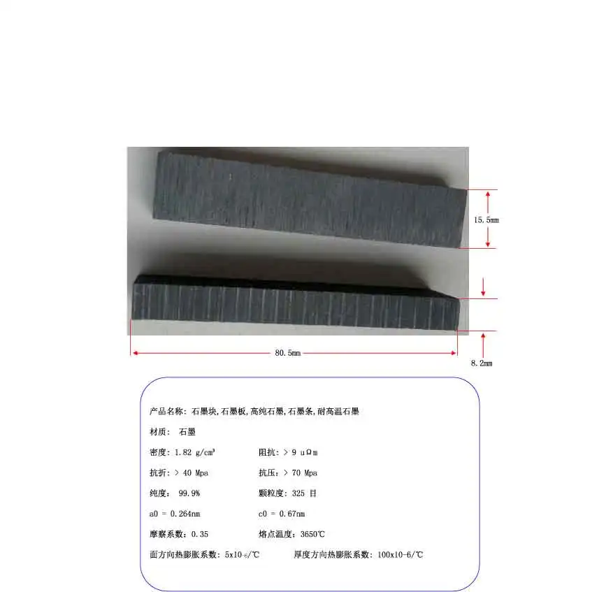 

80.5x15.5x8.2mm graphite block, graphite plate, high purity graphite, graphite strip