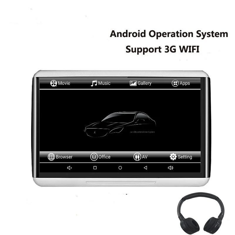 Android 10,6 дюймов HD 1080P видео плеер сенсорный экран подголовник Автомобильный монитор wifi Поддержка MP5/USB/SD/FM/IR/Bluetooth Автомобильный экран - Цвет: 1 monitor 1 headset