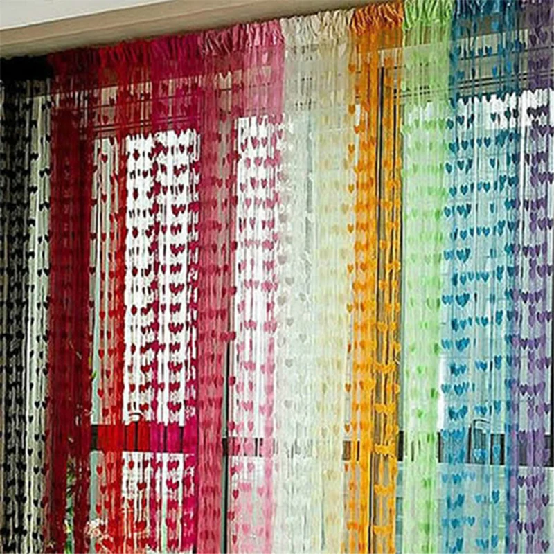

1pc 1*2M Colorful Heart Line Tassel String Door Curtain Window Room Divider Curtains Tulle Home Decor Valance Dropshipping