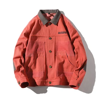 

Autumn New High Quality Designer Bomber Jacket Men's Fashion Casual Solid Color Streetwear Hip Hop Loose Coat Cotton Men