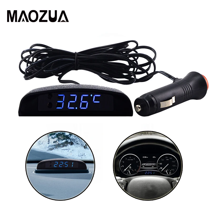 

Newest Car Accessories 3 In 1 Digital Clock In the Car Auto Thermometer Clocks Voltage Monitor Meter Clock for Cars Car-styling