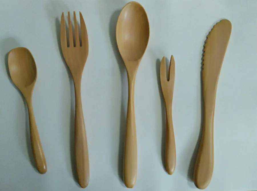 5pcs/set Western Dinner Sets Wooden Cutlery Sets Wooden Knife Fork Spoons Tableware Flatwarein