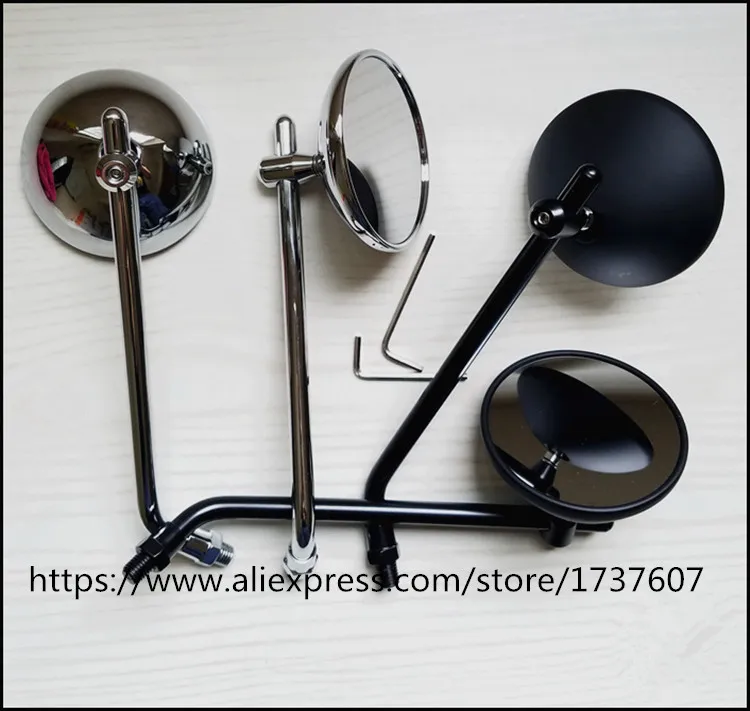 

1 pair Vintage high quality motorcycle rearview mirror Motorcycle Rearview Silver and black 10mm screw