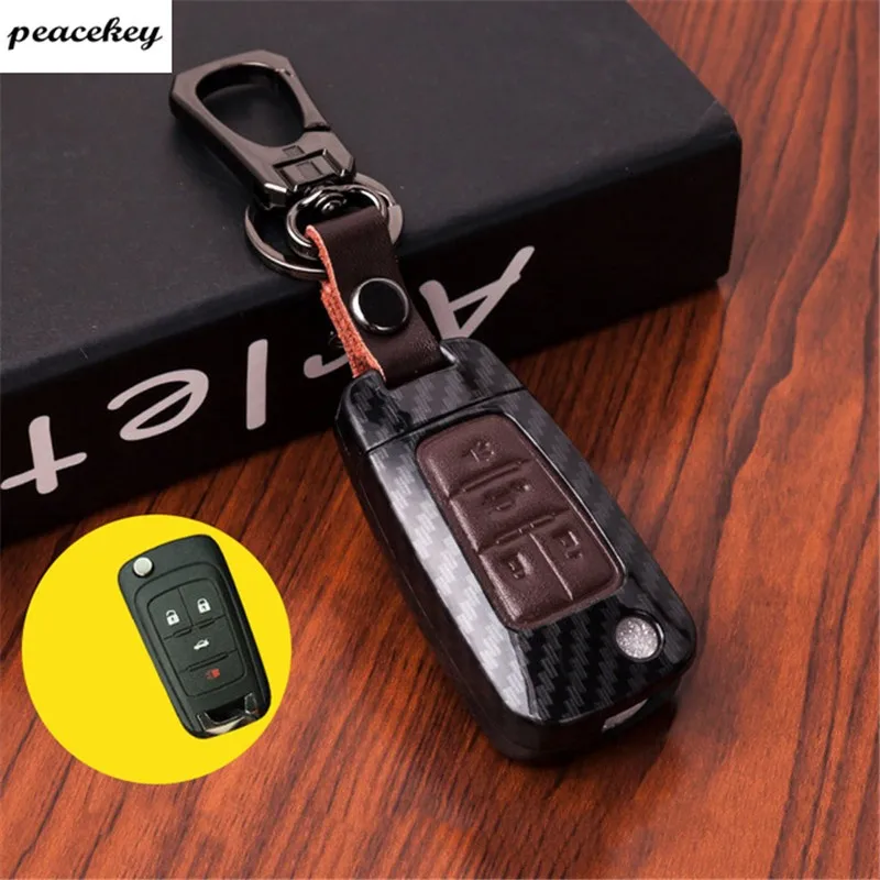 Углеродного волокна Кожаный чехол key автомобилей держатель для Chevrolet Cruze Aveo для Buick VAUXHALL OPEL Mokka Insignia Astra J брелок - Название цвета: 4 button brown