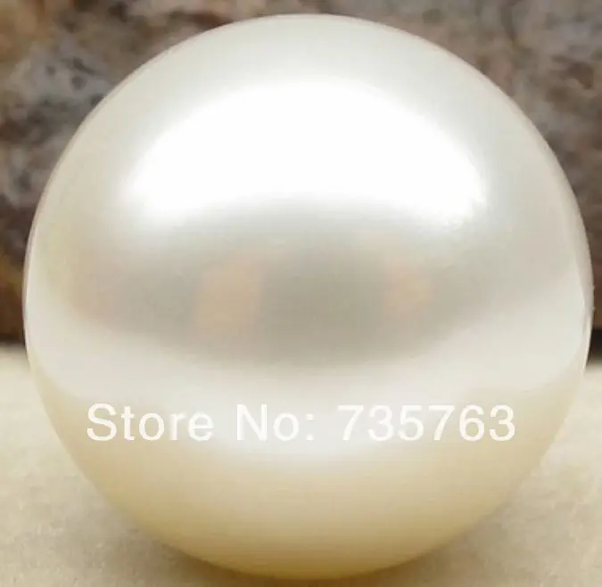 

xiuli 000101 RARE PERFECT ROUND SOUTH SEA GENUINE 15MM WHITE CREAM LOOSE PEARL UNDRILL