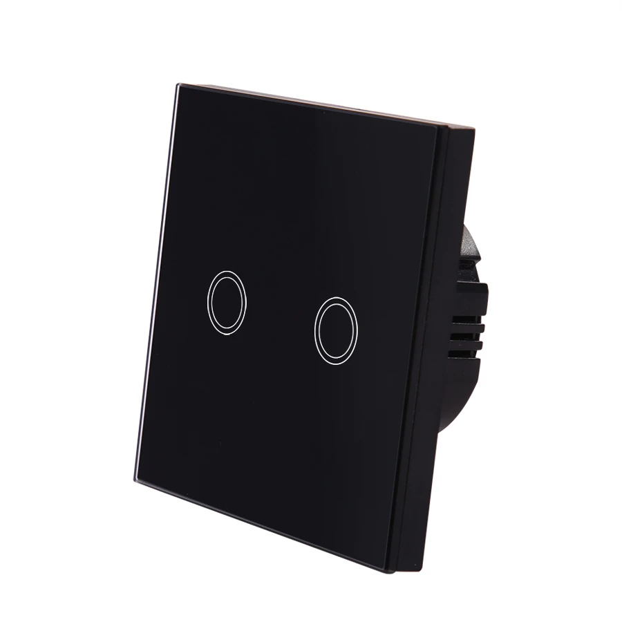 

Vhome EU/UK Wireless remote control switch intelligent touch switch black 2 gang 1 way wireless RF433 Mhz indoor light switch
