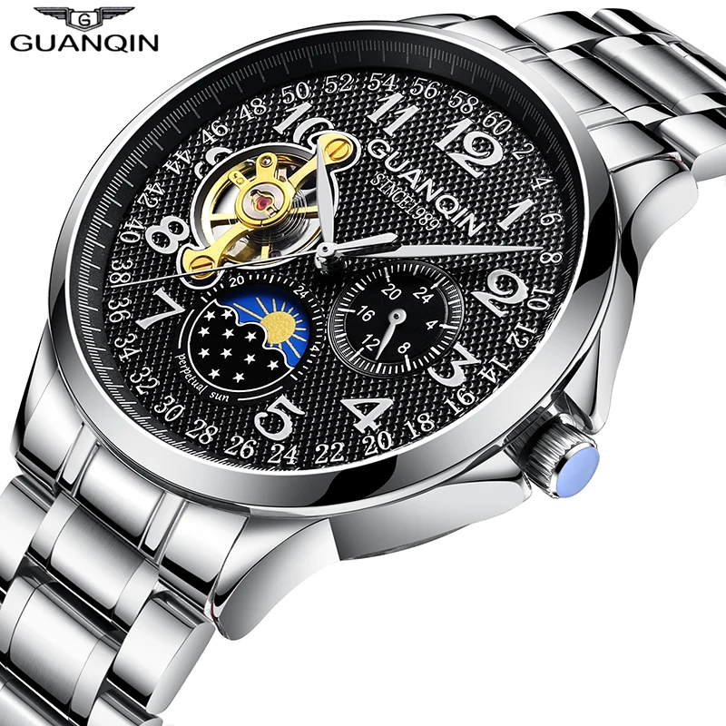 

GUANQIN new watch men business Automatic clock Tourbillon waterproof Mechanical men's watches top brand luxury relogio masculino