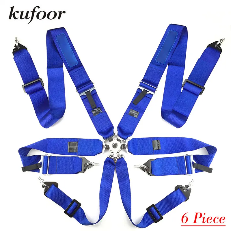 Kufoor cinturones de seguridad para carreras, de liberación rápida, color azul, 3 pulgadas, 6 puntos, 2017, 6 unidades|racing belts|safety beltracing belt AliExpress