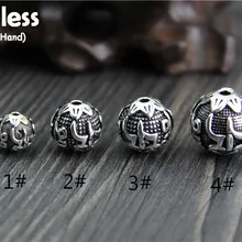 Uglyless Настоящее S 925 пробы серебряные шары Бисер аксессуары ювелирные изделия DIY ручной резной мантра Spacer Бусины Jewellery