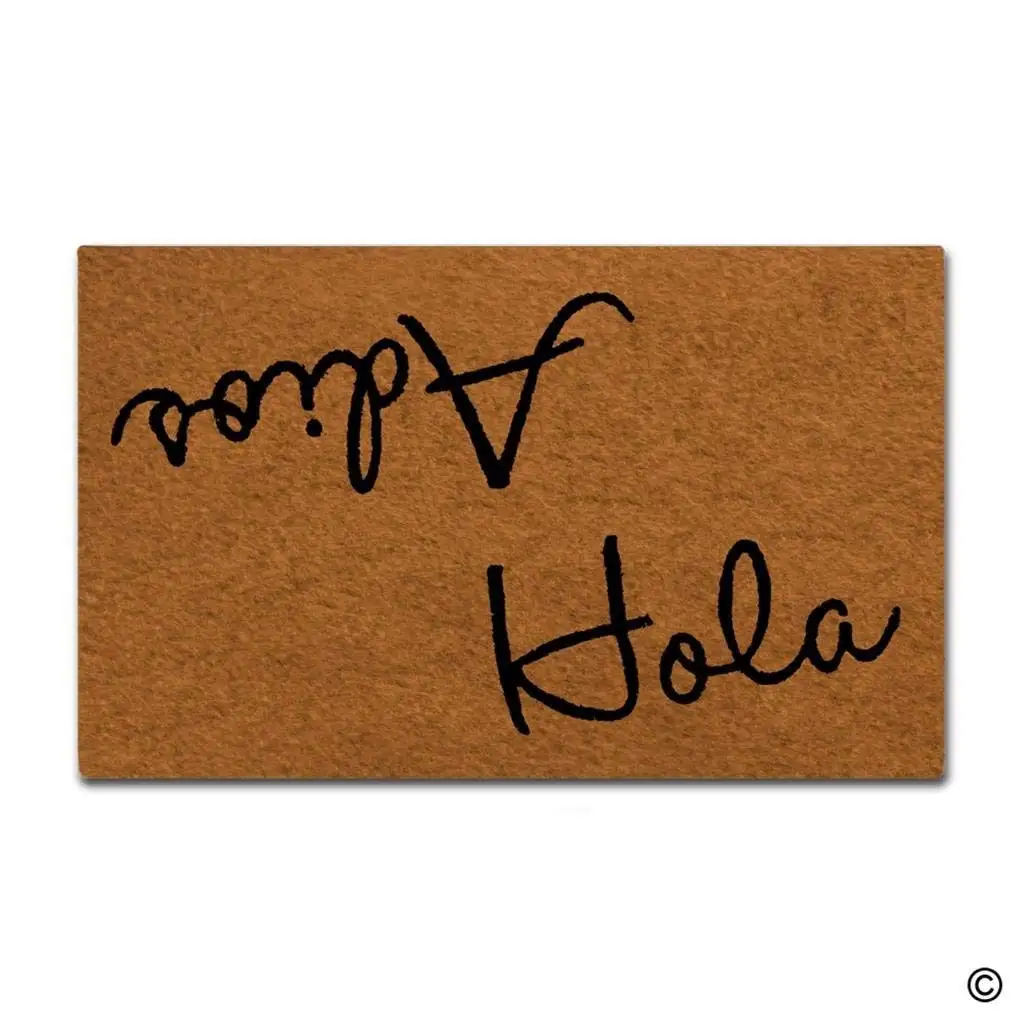 

Door Mat Entrance Mat Funny Door Mat Hola Adios Non-slip Doormat 18 by 30 Inch Machine Washable Non-woven Fabric