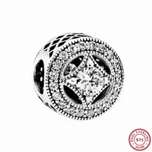 Прозрачная CZ винтажная Allure ажурная бусина-Шарм для женщин Изготовление ювелирных изделий DIY Fit PANDORA Подвески Серебро 925 FL442