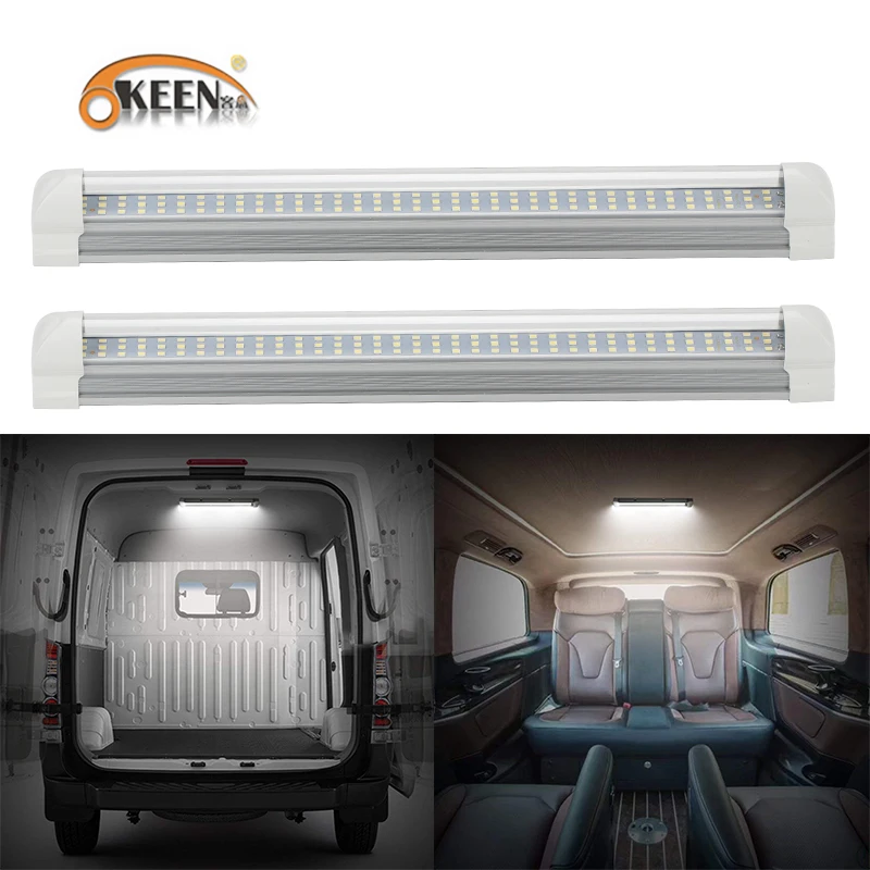 Us 15 99 40 Off Okeen 2pcs Universal 12v Led Interior Light Bar 108led Light Strip With On Off Switch For Rv Van Truck Lorry Camper Boat Caravan In