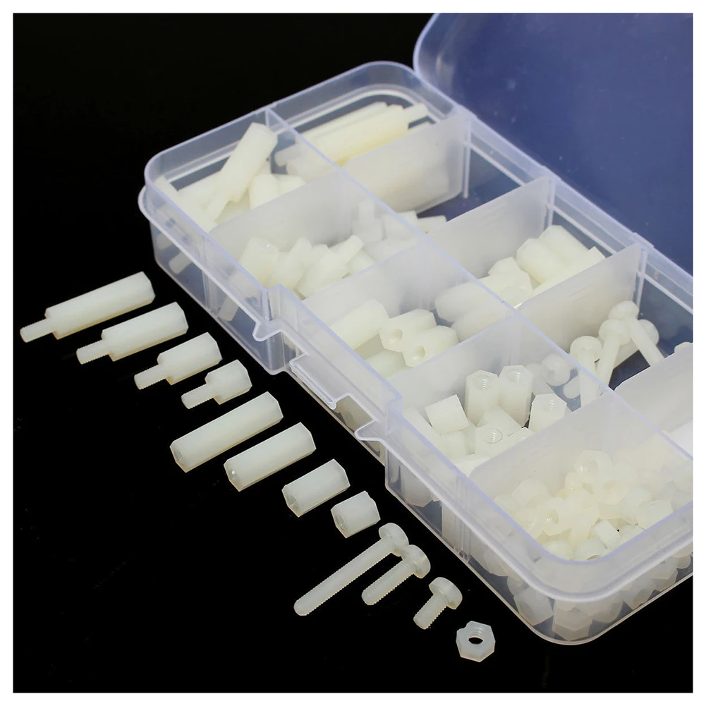 

150Pcs M3 6-20mm Hex Spacers Nylon Screw Nut Washer Assortment Standoff Kit