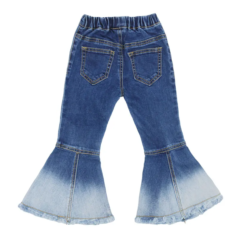 R& Z/ г. Новые весенне-осенние джинсы для девочек джинсы с роговыми рогами модные дикие брюки-клеш