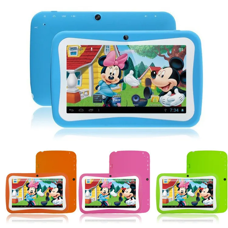  Baby girl's cute pink blue children kid tablet 7" Kitkat Android 5.1 Quad Core 8G Rom 512mb Ram 1024*600 OTG 