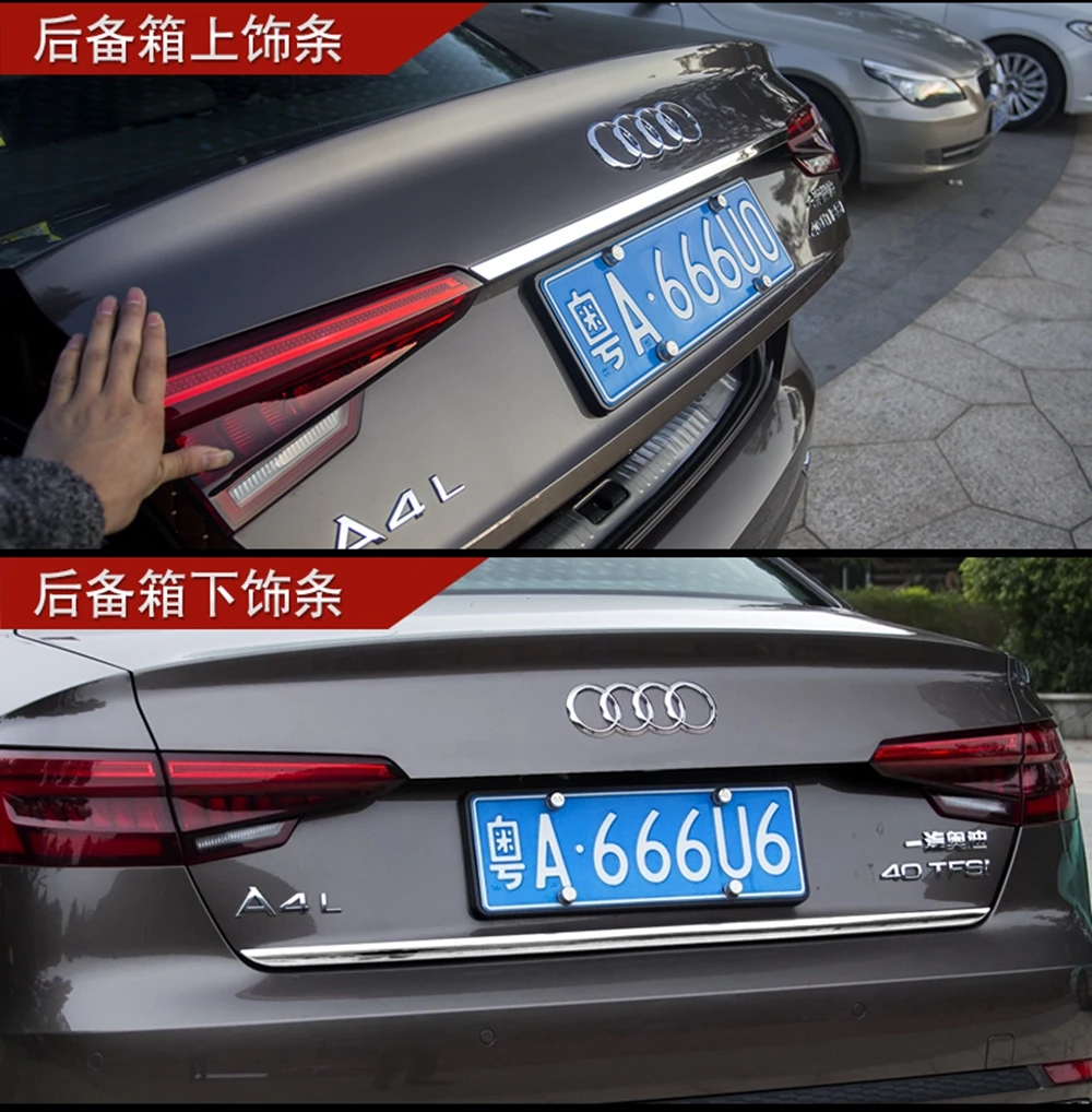 

MONTFORD Stainless Steel Rear Trunk Lid Gate Lid Molding Cover Trim Frame stickers Car-Styling For Audi A4 B9 2016 2017 1Pcs