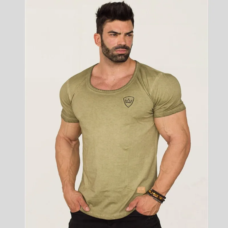 

2019 Summer T Shirt Men Fashion Men's fitness Casual Patchwork Short Sleeve Clothing Trend Slim Fit Top Tees camiseta masculina