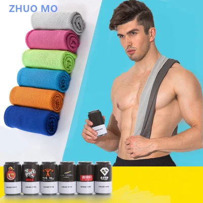 

ZHUO MO 30*100cm Sport Ice Towel In Can Thin Cooling Towel Gym Jogging Running Yoga Fitness Climbing Cycling Gift Towel