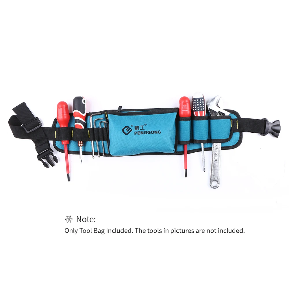 

Waist Tool Bag Pockets Pouch Organizer Chisel Repairing Tool Pockets with Belt for Carpenter Hammer Electrician Repair Tools